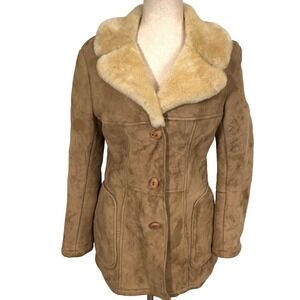 Spring Creations Jacket Womens Small Brown Beige Suede Shearling Western Rustic